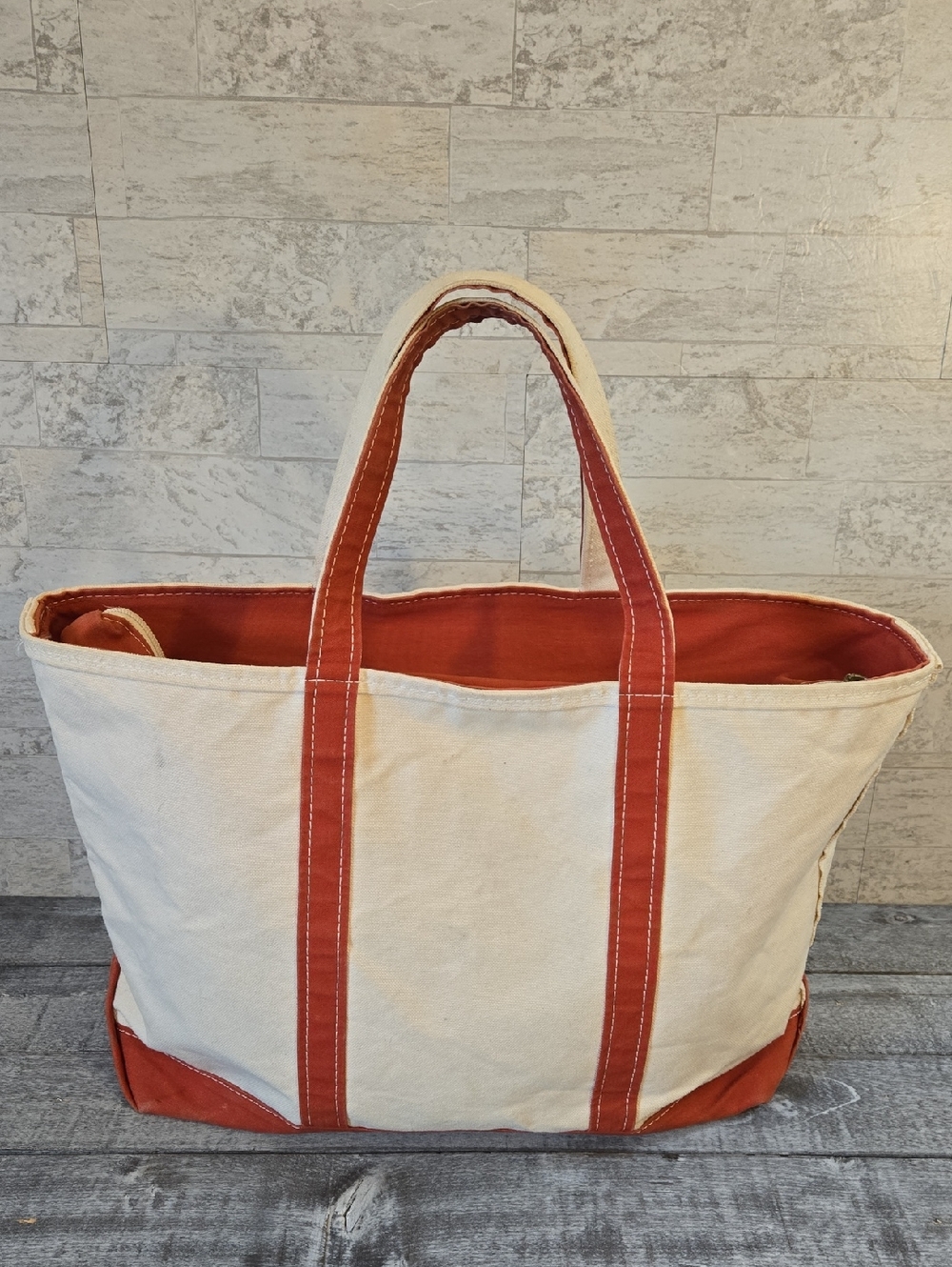 L.L. Bean Vintage Boat And Tote Canvas Bag XL Zipper Closure - Picture 8 of 11